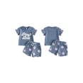 thumbnail image 2 of BemeyourBBs Toddler Baby Boys Baseball Outfits Waffle Knit Summer Clothes Short Sleeve Letter Embroidery T Shirt Tops and Shorts Set, 2 of 8