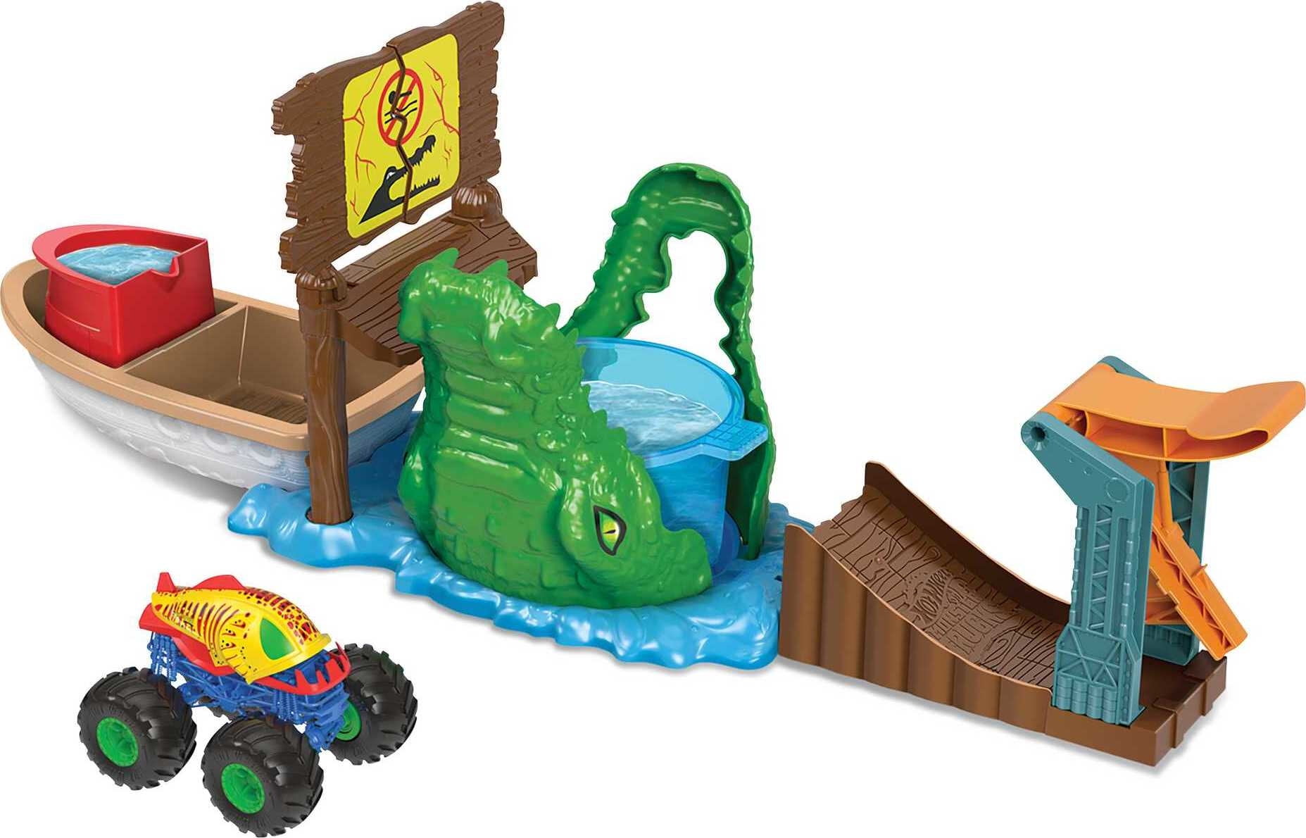 Hot Wheels Monster Trucks Arena Smashers Swamp Chomp Playset with 1 Toy Truck
