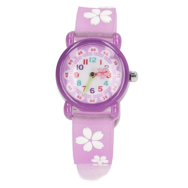 Montres-bracelets pour filles, montres 3D mignonnes, étanches, colorées, éducatives, pour filles de plus de 3 ans, violettes