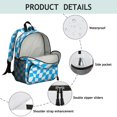 thumbnail image 3 of Cyan and White Wavy Checkered Pattern Backpack for School, Cute School Bag with Adjustable Shoulder Straps and Padded Back, 13.8"x11.4"x6", 3 of 4