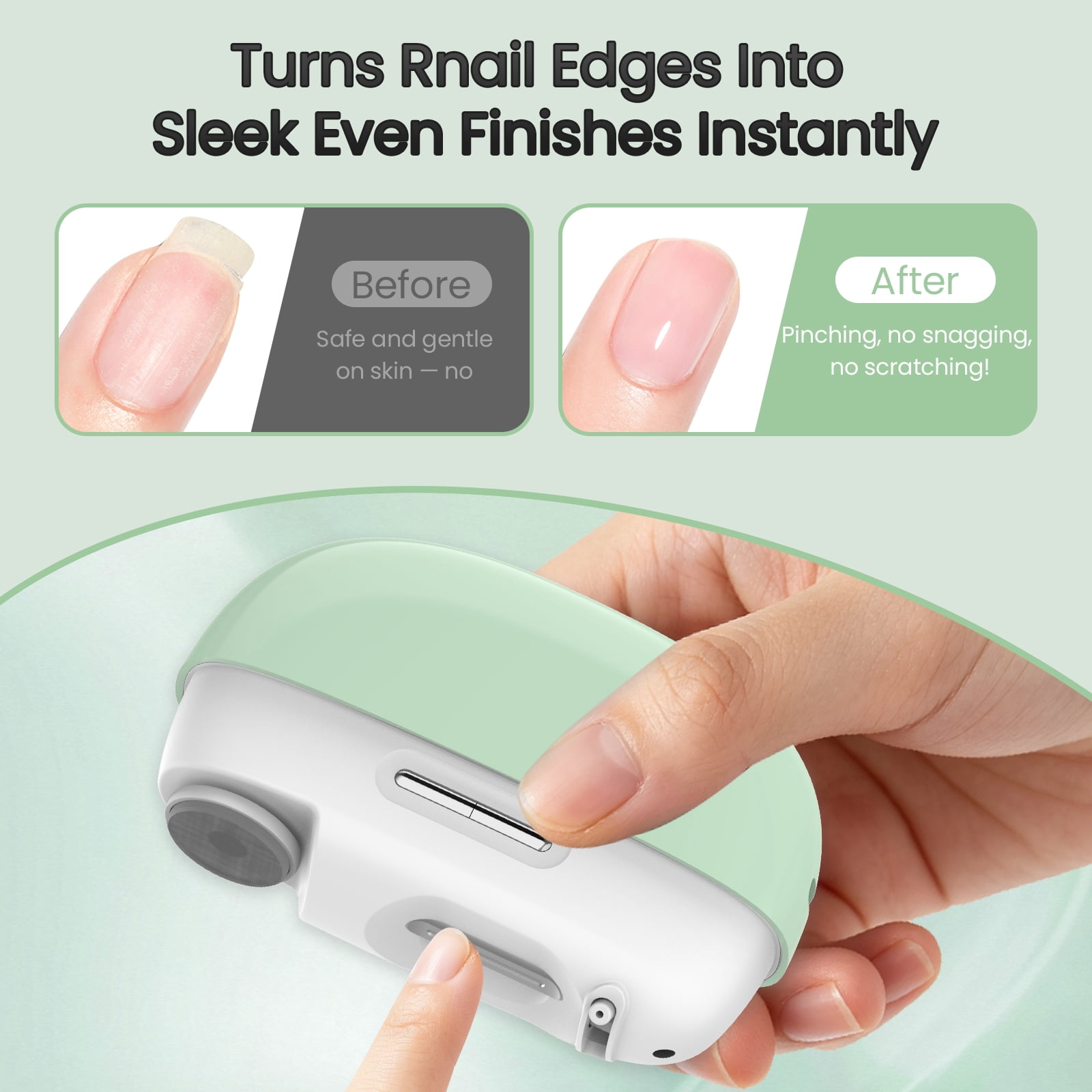 Electric Nail Clippers Automatic Nail Trimmer with Polishing Head, Dual Trimming Modes, Dust Storage, 2 Speed Settings, LED Light, Safe for Baby, Kids, Adults and Seniors