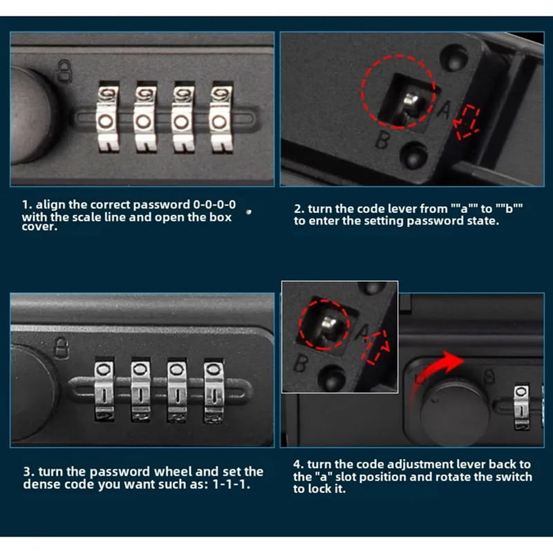 Outdoor PortableTravel Safe Box Large Capacity Security Lockbox Code Waterproof Key Lock Box with Removable Cable Handle