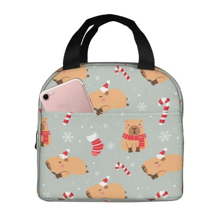 Insulated Lunch Bag for Women Men - Capybaras Christmas Day Leakproof Cooler Lunch Box for Women Men  Lunch Tote Bags for Work School Picnic Travel