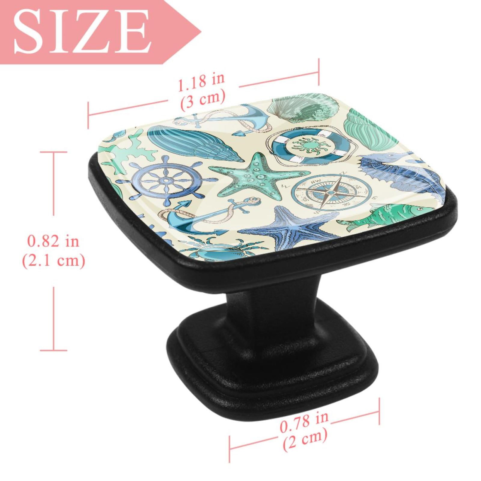 4 Pcs Square Cabinet Handle Cupboard Knob Drawer Pulls Handle Nautical Pattern Drawer Knobs with Screws Furniture Decoration