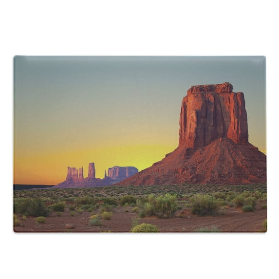 Canyon Cutting Board, Sunset in Famous Grand Canyon Antiquated Natural Wonders of World Heritage Photo, Decorative Tempered Glass Cutting and Serving Board, Large Size, Red Yellow, by Ambesonne