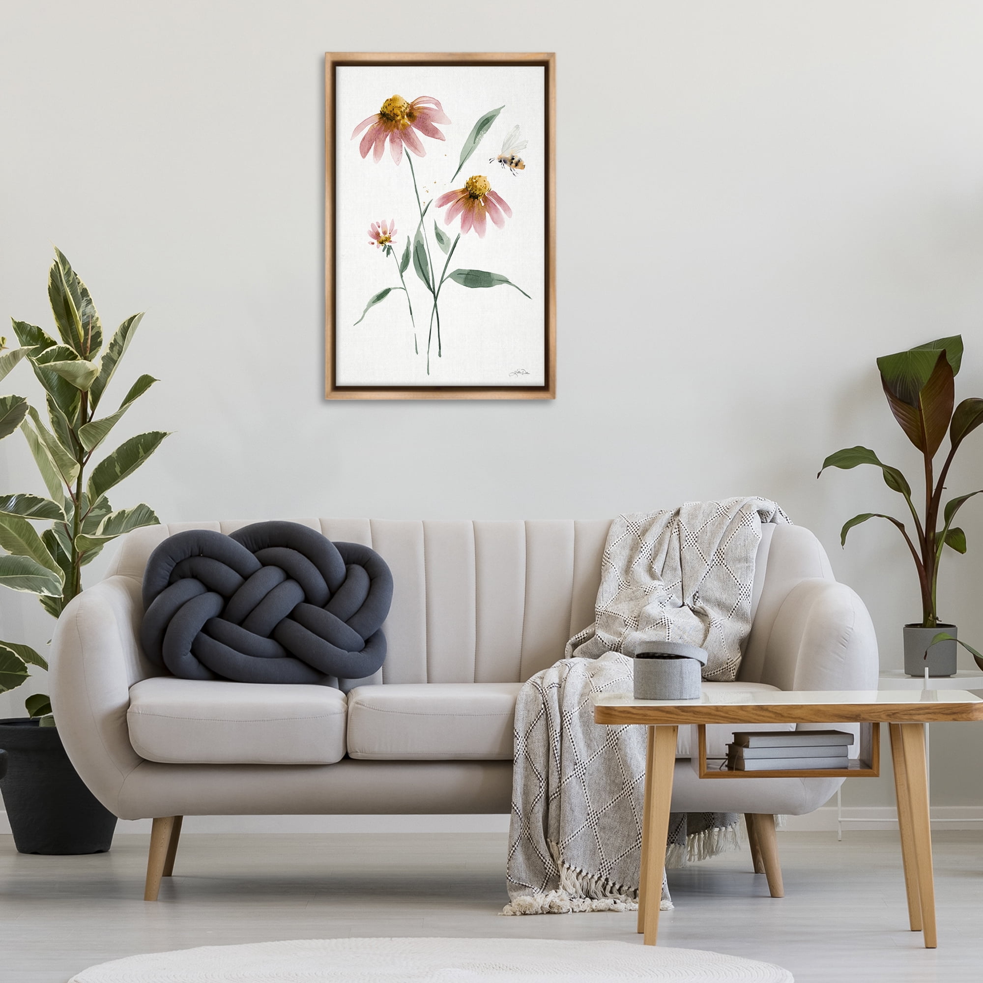 Stupell Industries Wild Honeybloom Florals Botanical & Floral Painting Brown Floater Framed Art Print Wall Art, 21 x 31