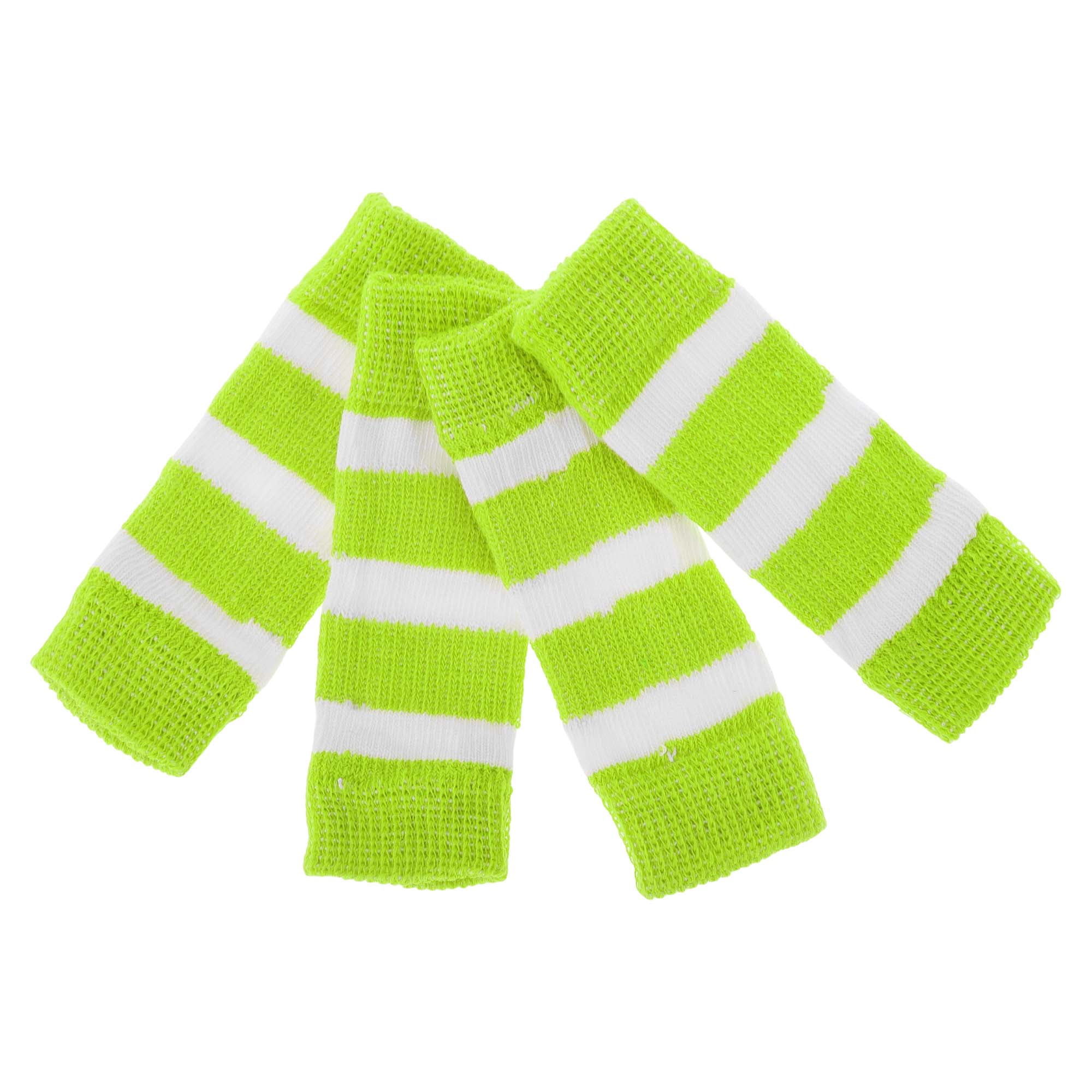 Unique Bargains Pack of 4 Dog Soft Knitted Socks Joint Protection Green White S