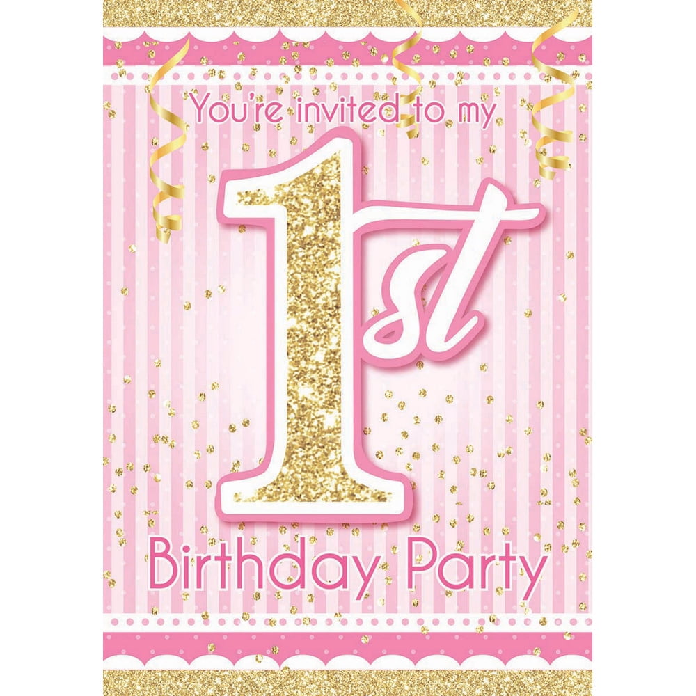 1st Birthday Pink Invitations (8)
