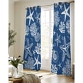 thumbnail image 5 of Navy Blue Coastal Sheer Curtains 84 Inch Length 2 Panels Set for Living Room/Bedroom, Nautical Beach Starfish Coral Summer Kitchen Curtains Grommet Semi-Sheer Curtains Window Treatments 42"x84"x2, 5 of 7