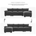thumbnail image 5 of EUROCO 118" Modern L-shaped Sectional Sofa Cloud Couch, 5 Seat Chenille Modular Sleeper Couch with Double Seat Cushions, Upholstered Indoor Furniture with Chaise Lounge for Living Room, Gray, 5 of 10