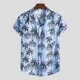 thumbnail image 2 of Jinhomg Men's Holiday Beach Shirts 2025 Fashion Tropical Palm Tree Print Hawaiian Shirt Lightweight Comfy Button Down Lapel Collar Summer Vacation Shirts Sales Today Clearance Men Blue XXL, 2 of 9