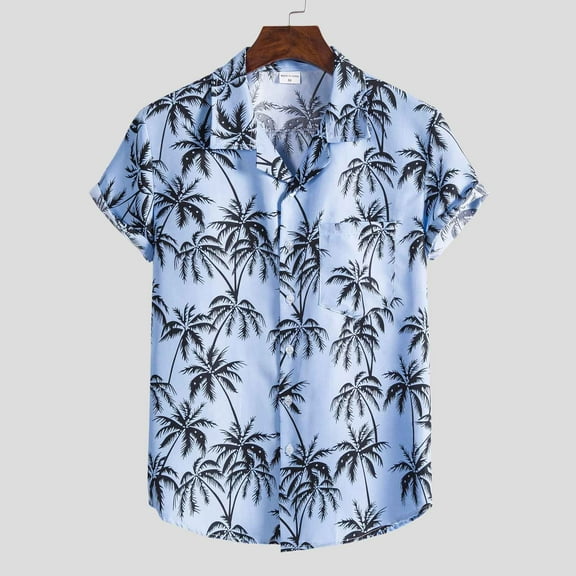 Leesechin Hawaiian Shirt for Men Sleeves Printed Casual Button Down Summer Beach Dress Shirts