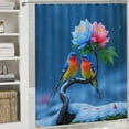thumbnail image 5 of Colorful Birds on Snowy Branch Shower Curtain Waterproof Bathroom Curtain Set with Hooks Home Decor Bathroom Curtains 4pcs, 5 of 8