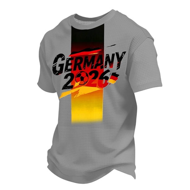 Women's Germany Football Graphic T-Shirt, Men's Soccer Graphic Print T-Shirt Casual Sportswear Top Athletic for Soccer Tournament 2026 Gray Size: S