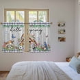 thumbnail image 3 of Spring Botanical Tier Curtains 54 Inch Length, Vintage Black Plaid Brown Wooden Grain Cafe Short Curtains for Bathroom Over Sink, Small Kitchen Curtain Light Filtering Drapes 2 Panels 27.5"Wx54"L, 3 of 8