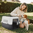 thumbnail image 7 of Magshion 22" Pet Carrier Cage Portable Travel Transport Box, Hard Sided Dog Cat Kennel with Handle and 2 Doors, Airline Approved, White/Grey, 7 of 7