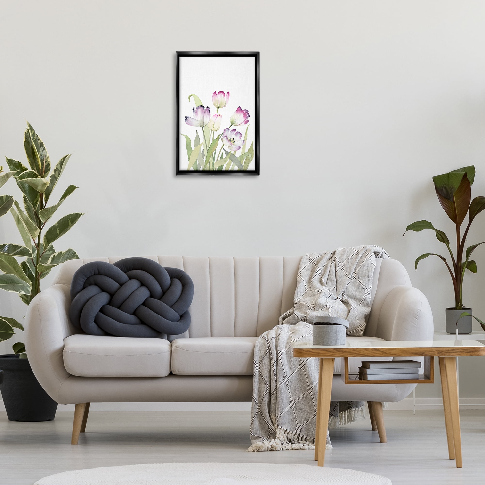 Stupell Industries Fresh Garden Tulips Botanical & Floral Painting Black Floater Framed Art Print Wall Art, 17 x 25