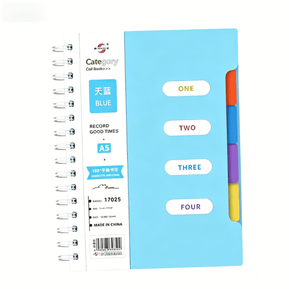 Spiral Notebook - 4 Subject Notebook, College Ruled Notebook with Dividers Pocket, Tabs Label, for Writing Journal, Home & Office Supplies, 7.5"X10"(Light Blue)