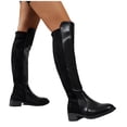 thumbnail image 6 of Fnooota Women's Knee High Boots, Round Toe PU Block Heel Non Slip Fall Winter Shoes Black Size 8.5, 6 of 7