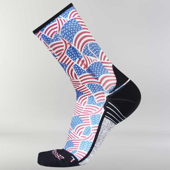 Zensah Independence Patriotic Socks (Mini Crew) L / USA Flags