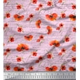thumbnail image 1 of Soimoi Pink polyester Crepe Fabric Text & Poppy Floral Print Fabric by the Yard 52 Inch Wide, 1 of 1