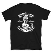 House of Chingasos Vintage Greaser Black Cotton T-Shirt Unisex Regular Fit, XL
