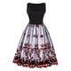 thumbnail image 2 of Vintage 50s Floral Sin mangas Cocktail Tea Dress 4XL Hugo vestido vintage para mujer, 2 of 9