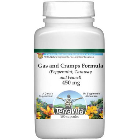 TerraVita Gas and Cramps Formula - Peppermint  Caraway and Fennel - 450 mg  (100 Capsules  2-Pack  Zin: 517187)