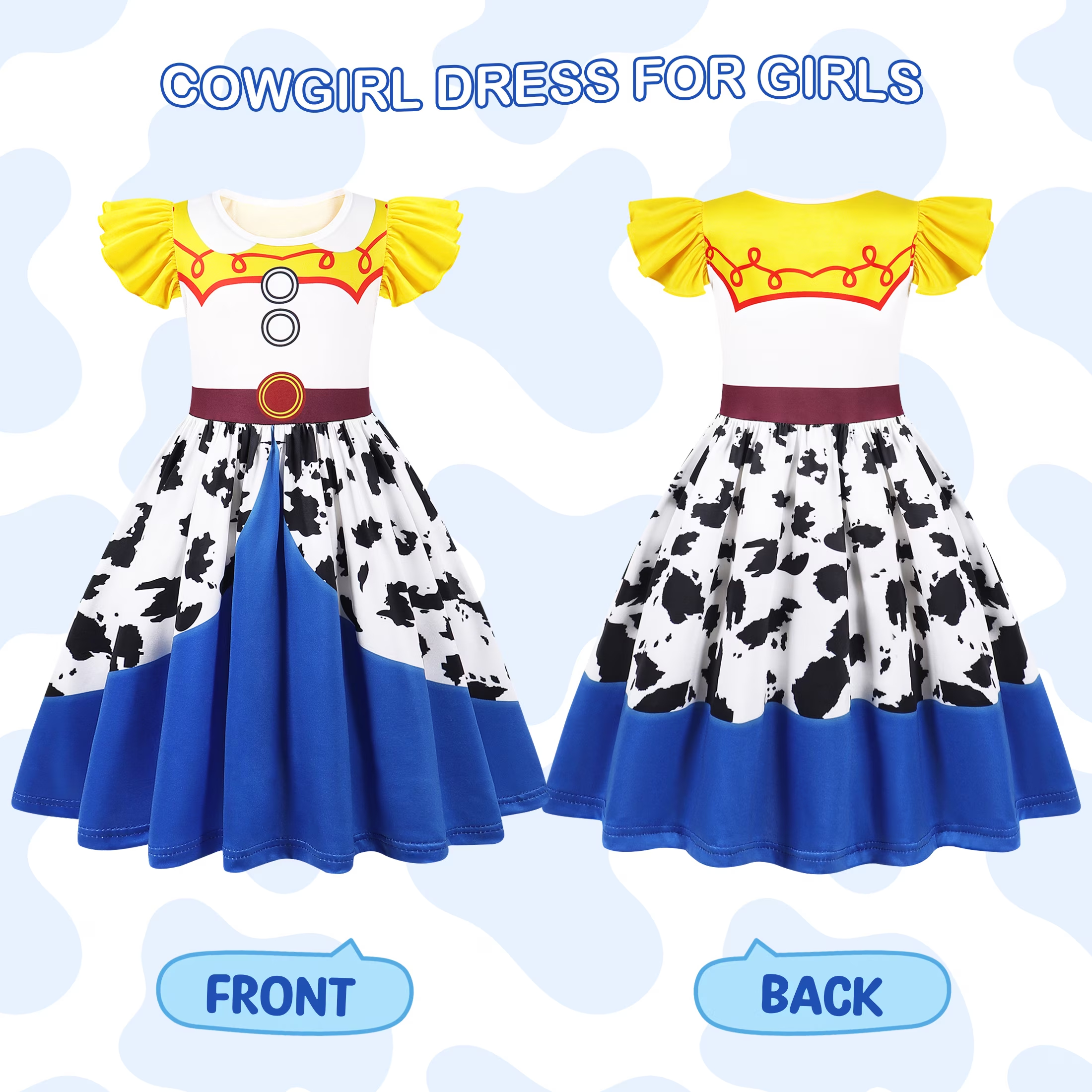 Benylion Girls Cowgirl Costume Dress, Western Outfit photo 3