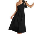 thumbnail image 2 of SMihono Robe d'Été pour Femmes Grande Taille Robe Bohème d'Été pour Femmes à Imprimé, une Épaule, Sans Manches, Smockée, Fluide, Robe de Soirée, Robe Maxi de Plage, 2 of 4