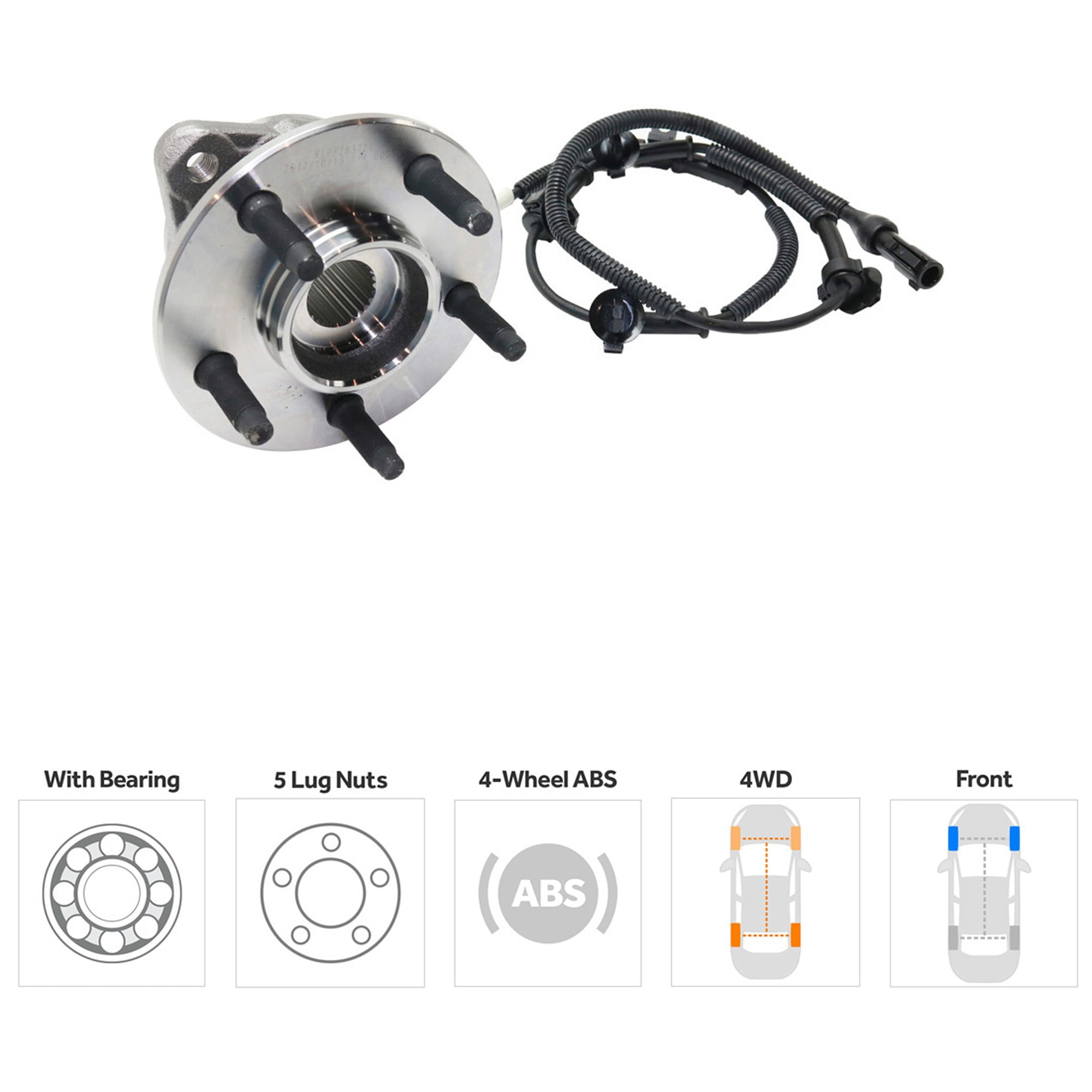 Wheel Hub Compatible For 2000-2002 Ford Ranger 2001-2002 Mazda B3000 4Cyl 6Cyl 2.3L 2.5L 3.0L 4.0L Front, Left Driver or Right Passenger Bearing included