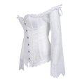 thumbnail image 4 of Mnyycxen Corset Tops for Women with Long Sleeves Lace Up Vintage Steampunk Bustier Overbust Ruffle Trim Cold Shoulder Bodice, 4 of 5