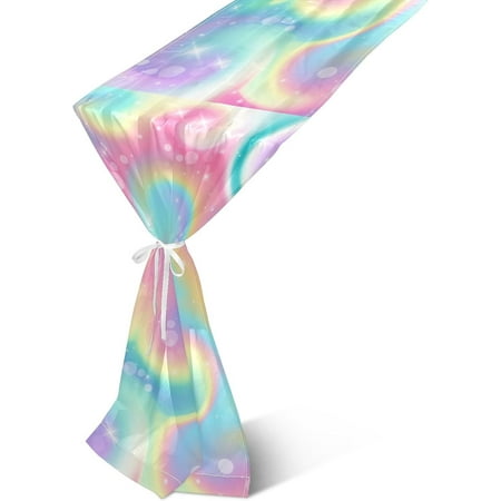 

Hyjoy Table Runner Multicolor Rainbow Galaxy Machine Washable Non-Slip Farmhouse Table Runners for Dinner Party Holidays Home Decor 13 x 70 Inch