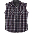 thumbnail image 1 of Ecko Unltd. Camisa con botones a cuadros de 2 tejidos cortados para hombre, azul, mediano, 1 of 1
