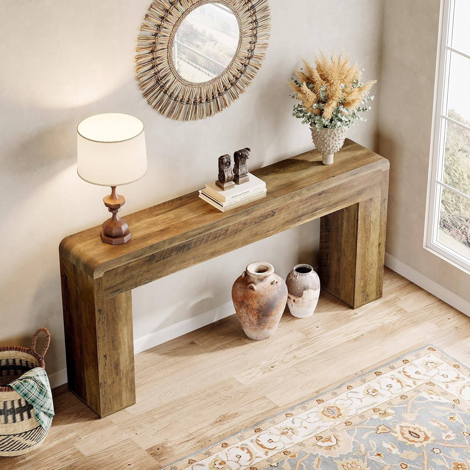 Tribesigns 70.9-Inch Extra Long Console Table, Rustic Wooden Sofa Table Behind Couch for Living Room, Entryway, Hallway, Foyer (Brown)