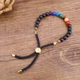 thumbnail image 5 of COAI Tree of Life 7 Chakra Matte Onyx Stone Beaded Bolo Bracelet, 5 of 6