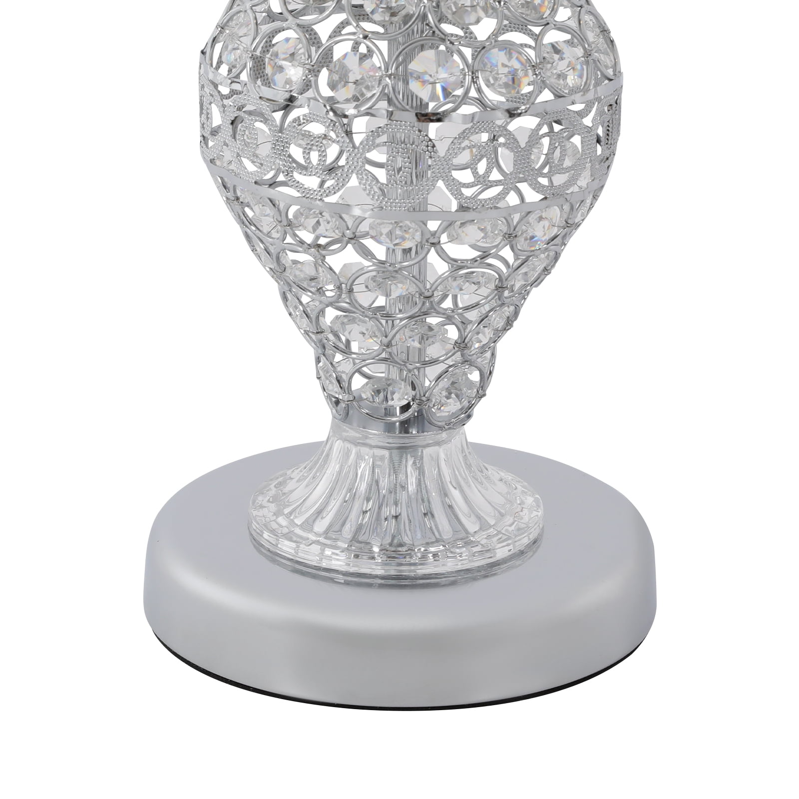 Wildnix Elegant Table Lamp with Crystal Lampshade, Silver Iron Body, E26 Lamp Holder, Anti-Rust Design for Cozy Lighting in Bedroom, Living Room, and Home Decor