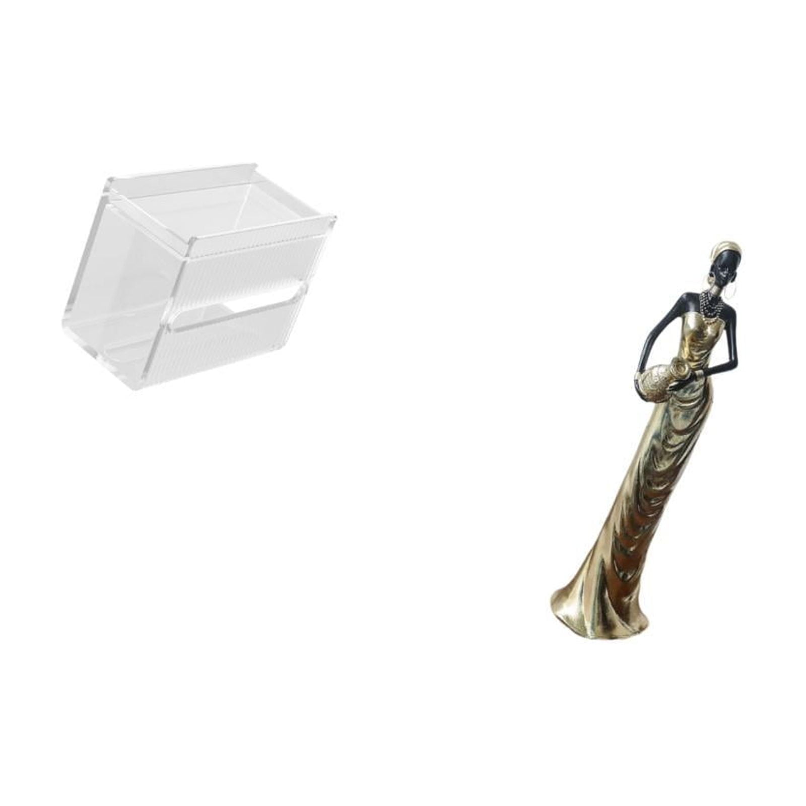Fiocias Acrylic Toilet Paper Storage Box Modern Paper Towel Dispenser Wall Mounted Toilet Tissue Paper Holder African Figurine Tribal Lady Statue Vintage Art