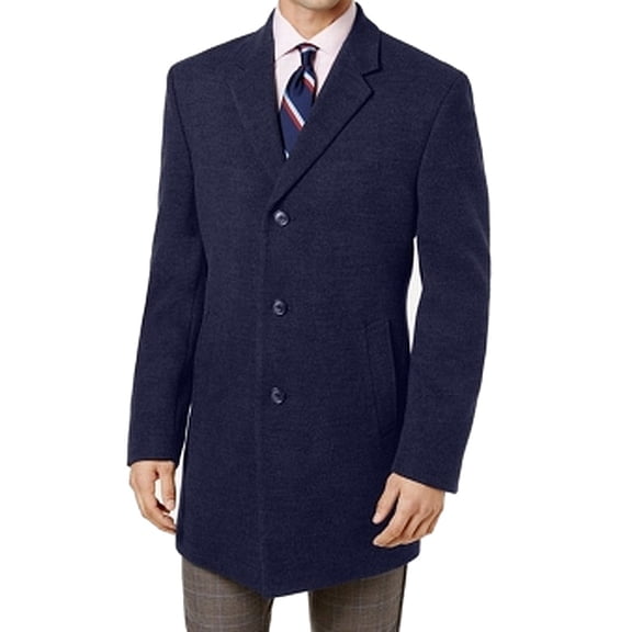 Tommy Hilfiger Mens Beckham Overcoat Dress, Blue, 42 Regular