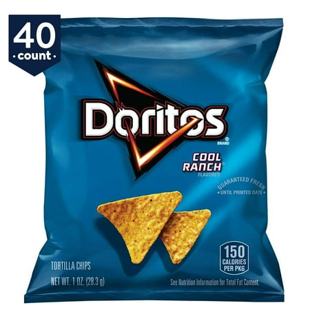 Doritos Tortilla Chips Snack Pack Cool Ranch 1 Oz Bags 40 Count