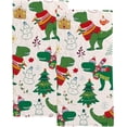thumbnail image 6 of Soft Hand Fingertip Towels, 2 Pcs Face Bath Towels Dinosaur Rex Christmas Absorbent Washcloths for Bathroom Hotel Kitchen, 30"x15", 6 of 6