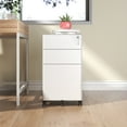 thumbnail image 4 of White 3-Drawer Lockable Mobile File Cabinet - All-Steel, Fully Assembled with Anti-Tip Design (110lbs/Drawer), 4 of 18