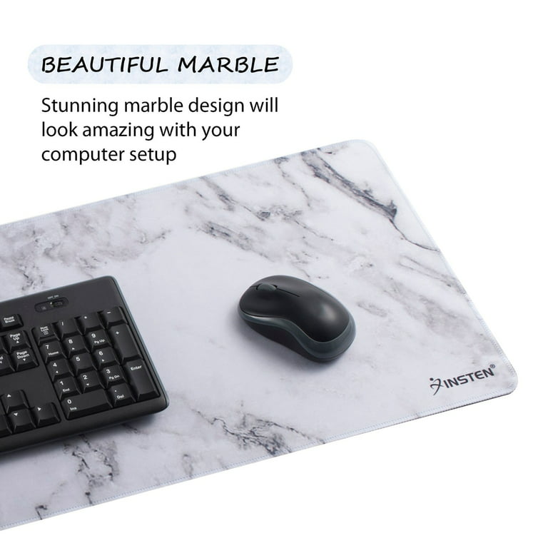INSTEN Reflective Anti-Slip Marble Mouse Pad, White/ Rose Gold Marble -  Insten