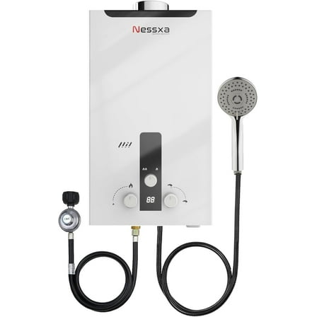 Tankless Water Heater Propane with Digital Display, 3.66 GPM 14L Portable Instant Hot Gas Water Heater with Overheating Protection for Indoor and Camping,85300 BTU