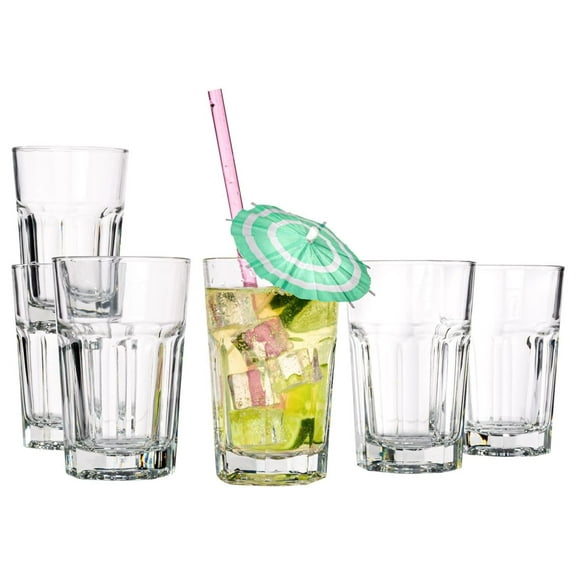 DaiZuY Drinking Glasses, Set of 6 Juice Glasses 9 Oz, Thick and Sturdy Kitchen Glasses, Dishwasher Safe Highball Glass , Heavy Duty Cups, Water Glasses