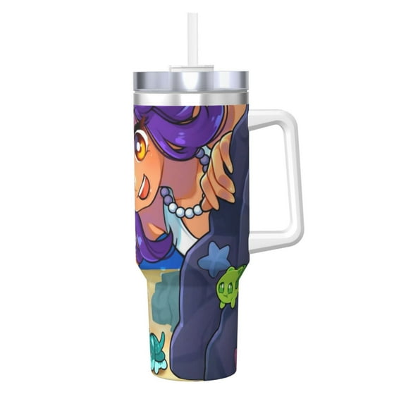 Aphmau 40 OZ Ice Bully Cup with Handle Straw, Double Wall Stainless Steel Tumbler Travel Coffee Cup with Lid, Insulation and Cooling Cup for Birthday Present