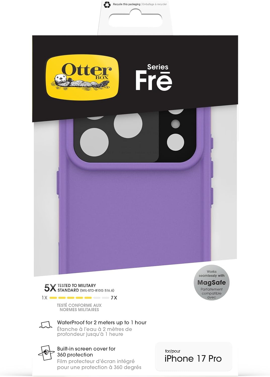 OtterBox iPhone 17 Pro (Only) - FRĒ Series Waterproof Case with MagSafe - Rule of Plum (Purple) - Sleek & Stylish - Waterproof iPhone Case up to 2 Meters - IP68 - Phone Case for Swimming/Snorkeling