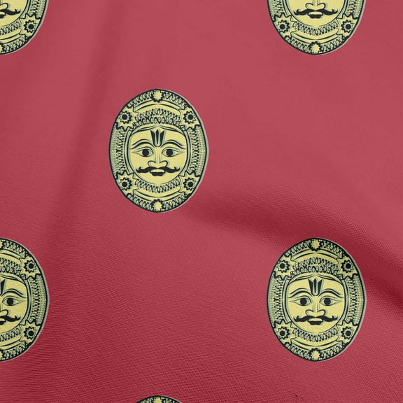 oneOone Cotton Poplin Red Fabric Asian Block Face Sewing Fabric By The Yard Printed Diy Clothing Sewing Supplies 42 Inch Wide