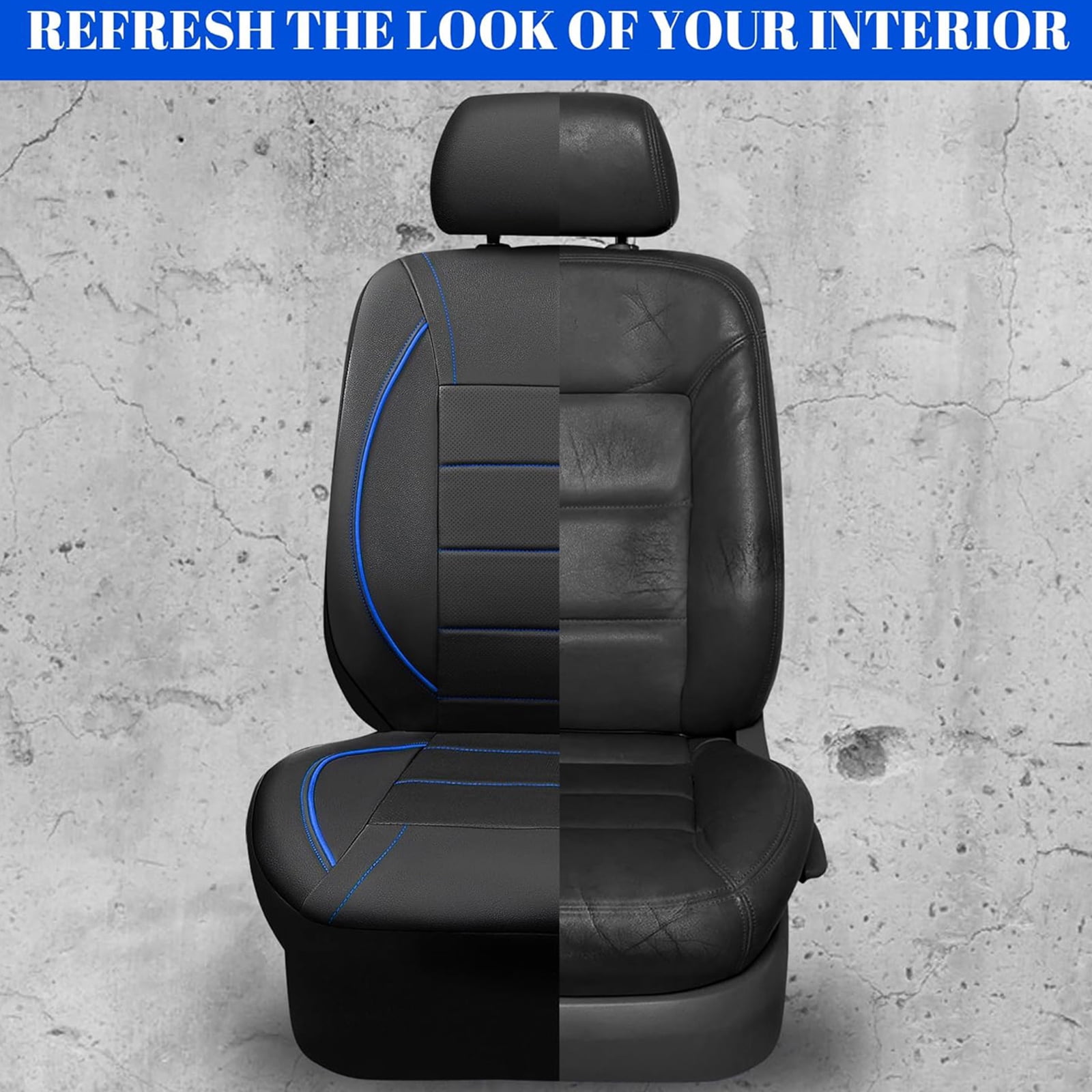 CAR GRAND Faux Leather car seat covers front pair breathable universal fit airbag compatible car, SUV, truck and van blue