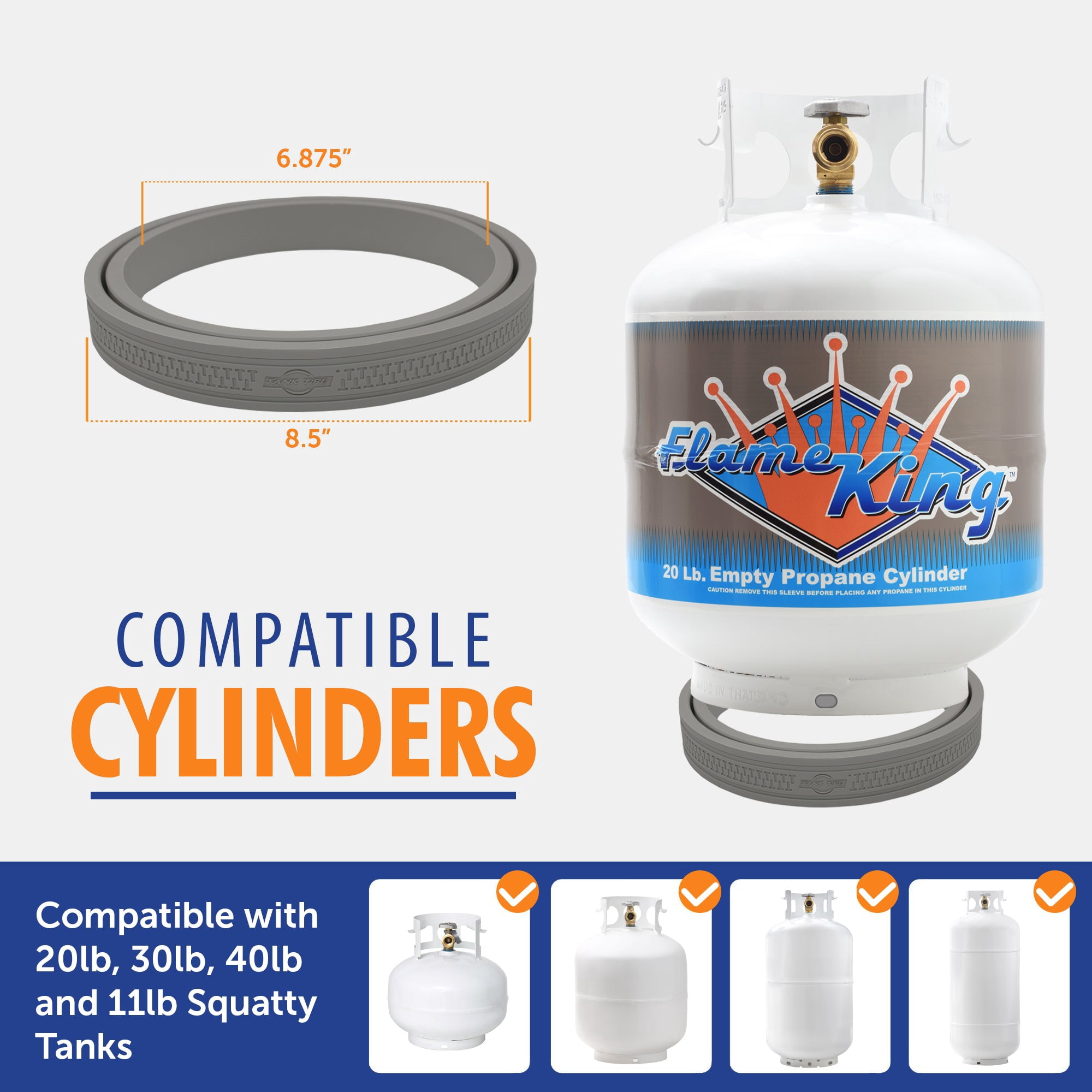 Flame King TankTire Propane Tank Ring Base – Protective Rubber Holder for 20-40LB Propane Cylinders – Prevents Rust Stains & Surface Damage